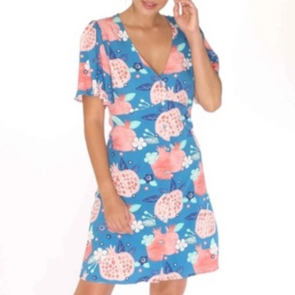 Modcloth Pepaloves Pomegranate Printed Shirt Dress Size M